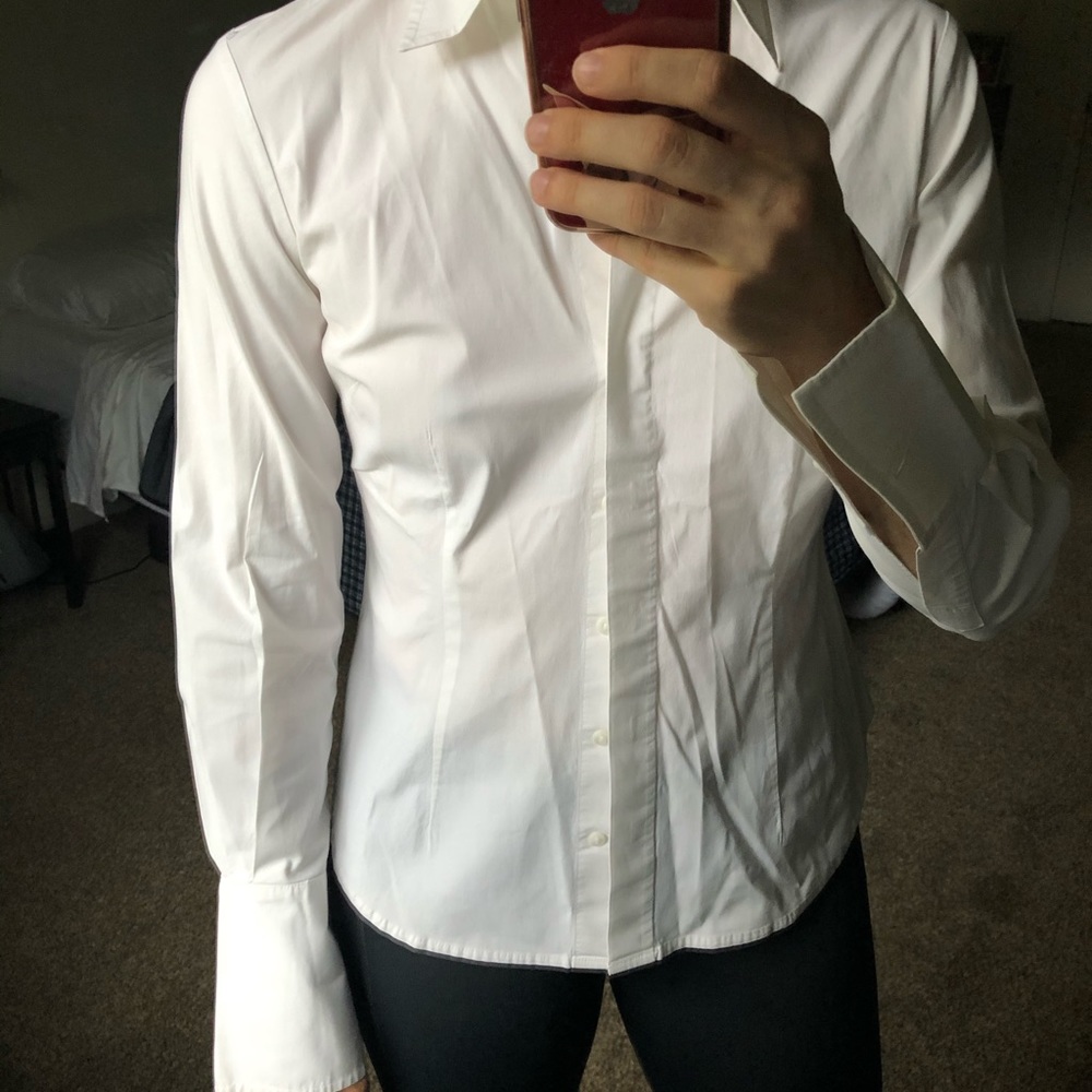 White button up with statement sleeves